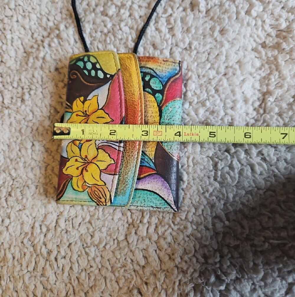 Colorful Floral Leather Crossbody Wallet - Picture 10 of 14